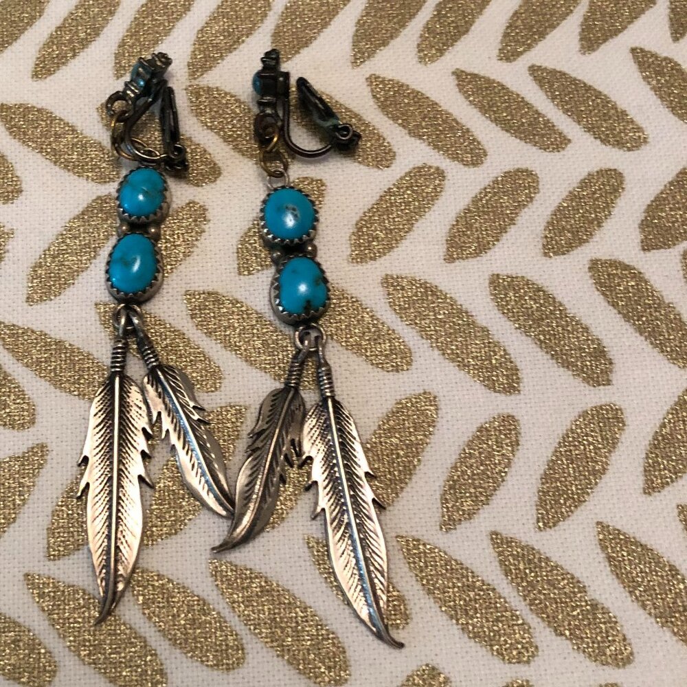 Vintage Navajo Sterling Turquoise Earrings
